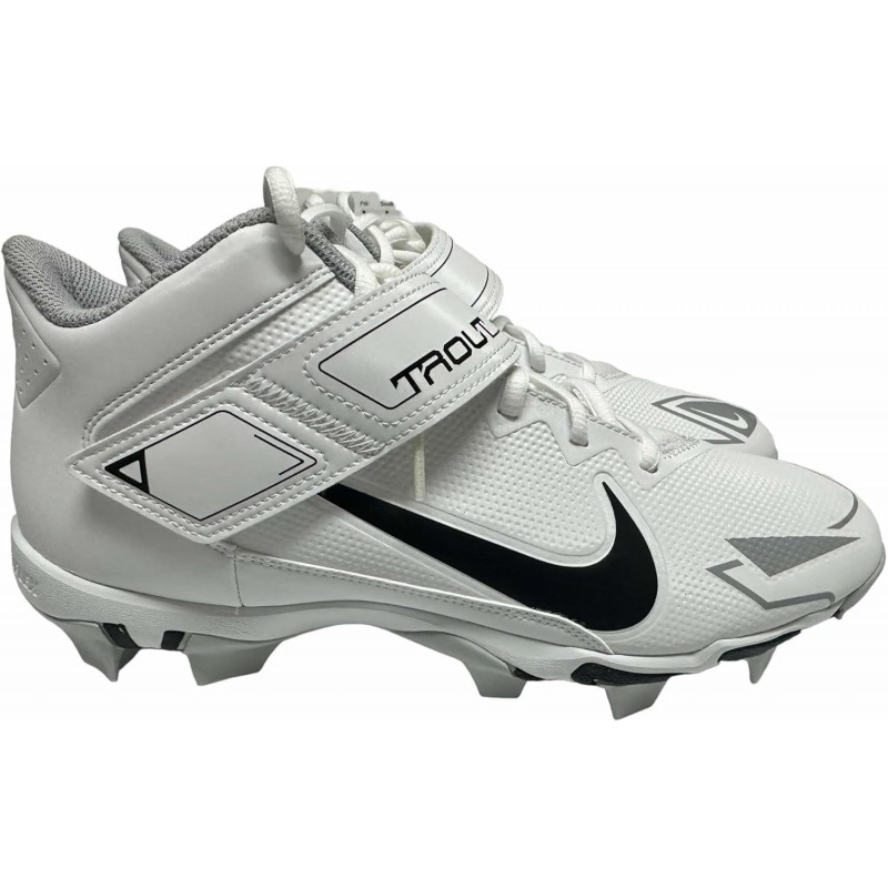 Chaussures de baseball Nike Force Trout-8 Keystone pour homme - Crampons moulés Fastflex - Blanc/Noir/Gris loup CV5911-100