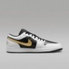 Chaussures Air Jordan 1 Low pour homme (553558-172, blanc/noir/or métallique)