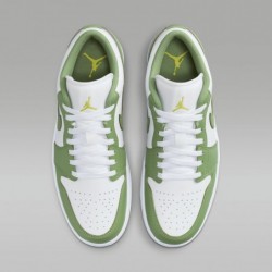 Chaussures NIKE Air Jordan 1 Low SE pour homme (HF4823-100, Blanc/Éclair/Chlorophylle), Blanc/Éclair-Chlorophylle