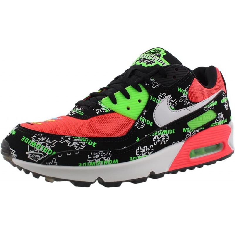 Chaussures unisexes Nike Air Max 90 Se, couleur : noir/blanc/vert Stirke