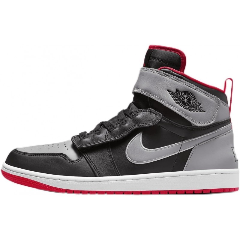 Chaussures Air Jordan 1 Hi FlyEase pour homme (CQ3835-010, noir/gris ciment/blanc/rouge feu)