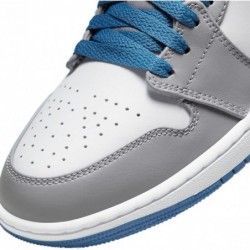 Chaussures Nike Air Jordan 1 Mid pour homme, gris ciment/blanc-bleu véritable