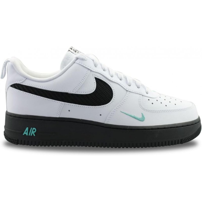 Chaussures unisexes Nike Air Force 1 '07 Lv8 J22, couleur : blanc/blanc/noir/bleu sarcelle délavé