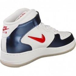 NIKE Chaussures Air Force 1 Mid Qs pour hommes Baskets tendance, blanc, université, rouge, minuit