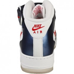 NIKE Chaussures Air Force 1 Mid Qs pour hommes Baskets tendance, blanc, université, rouge, minuit