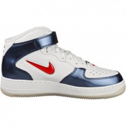 NIKE Chaussures Air Force 1 Mid Qs pour hommes Baskets tendance, blanc, université, rouge, minuit