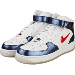 NIKE Chaussures Air Force 1 Mid Qs pour hommes Baskets tendance, blanc, université, rouge, minuit