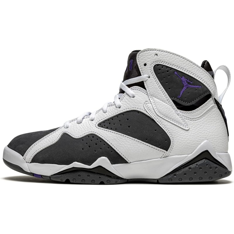 Jordan 7 Retro Flint Blanc/Gris Flint-Noir-Varsity Violet pour homme (CU9307 100)