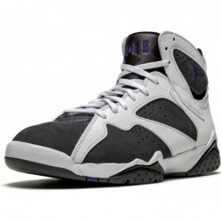 Jordan 7 Retro Flint Blanc/Gris Flint-Noir-Varsity Violet pour homme (CU9307 100)