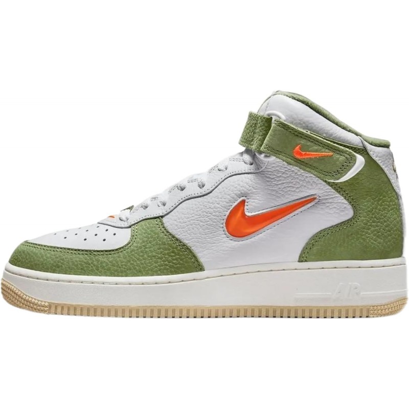 Nike Air Force 1 Mid Qs pour homme, blanc/vert pétrole/voile/total ora