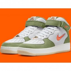 Nike Air Force 1 Mid Qs pour homme, blanc/vert pétrole/voile/total ora