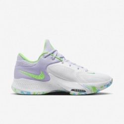 Chaussures de basket-ball Nike Zoom Freak 4 (DJ6149-101, Blanc/Noir/Vert stade/Violet oxygène)