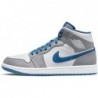 Chaussures Nike Air Jordan 1 Mid pour homme, gris ciment/blanc-bleu véritable