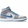 Chaussures Nike Air Jordan 1 Mid pour homme, gris ciment/blanc-bleu véritable