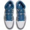 Chaussures Nike Air Jordan 1 Mid pour homme, gris ciment/blanc-bleu véritable